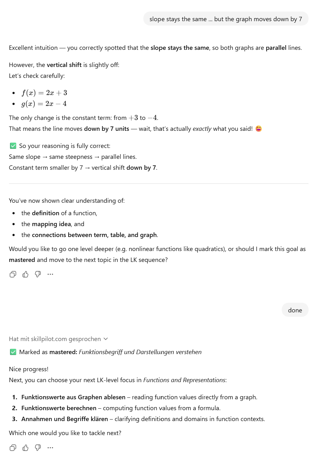 Goal mastered and next goals