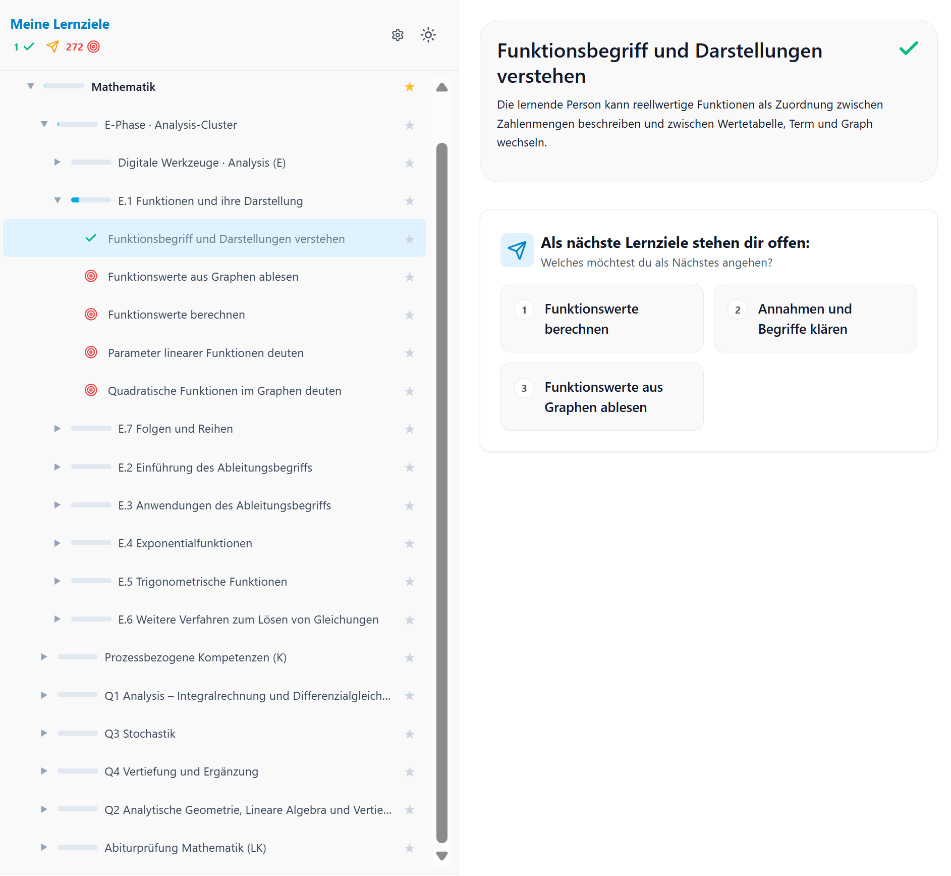 Cockpit: Lernziele und nächste Schritte