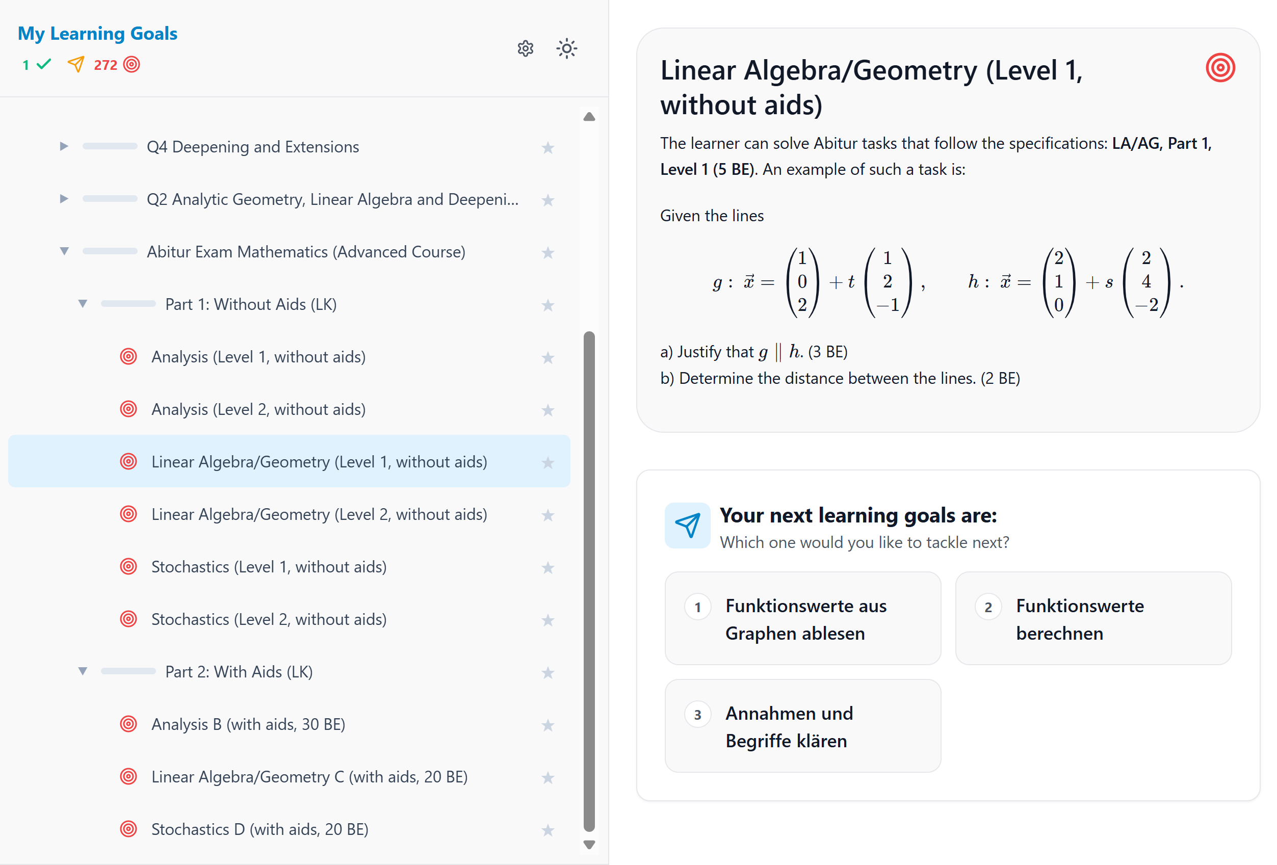 Cockpit: example for another learning goal
